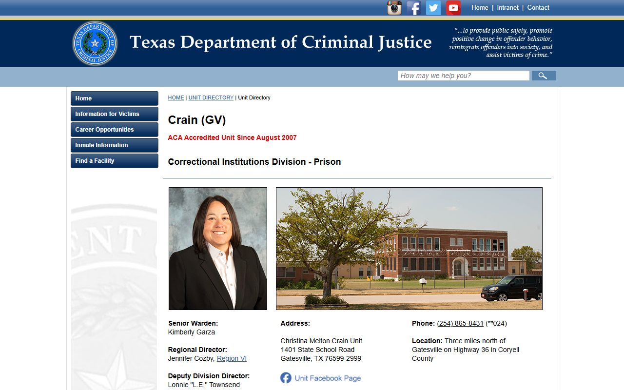 Christina Melton Crain Unit TDCJ inmate lookup and facility profile